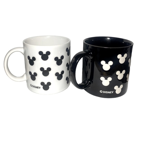 DISNEY MICKEY MOUSE Icon coffee mug black white set of 2 - Picture 2 of 5